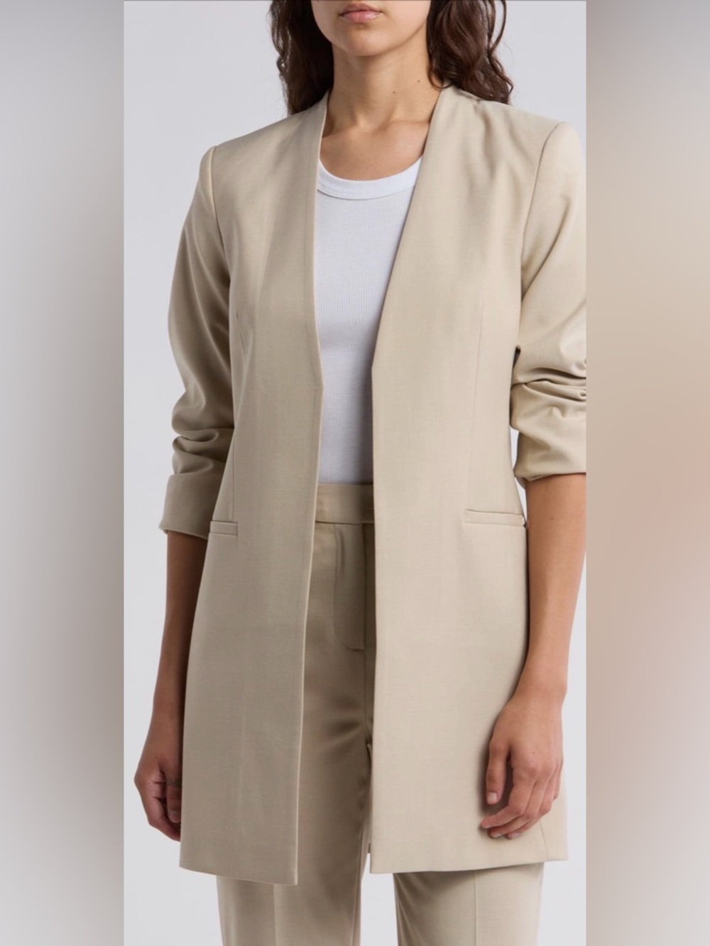 Calvin Klein Open-Front Collarless Blazer